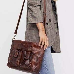 BED/STU Parton Brown Leather Shoulder Bag Crossbody Teak Rustic Messenger Style